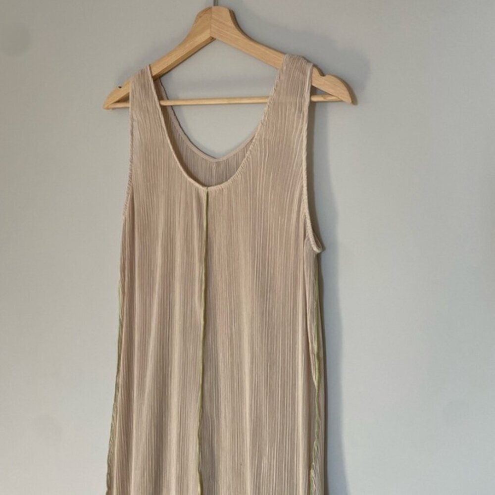 NEW Toteme Plisse Crinkled Scoop-Neck Maxi Dress in Cream Beige | size 32 / US 0 - Picture 8 of 14